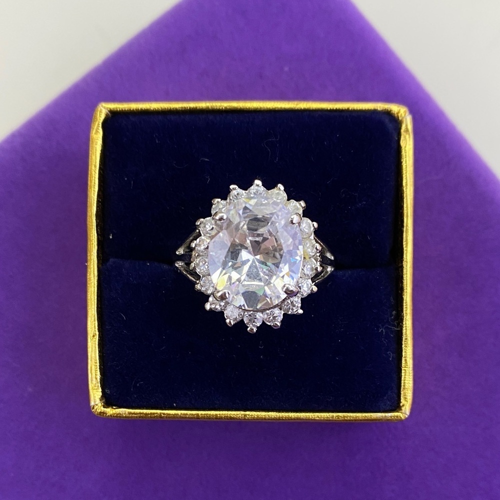 💛 Sterling Silver CZ Halo Ring | Vintage Inspired Glam Statement